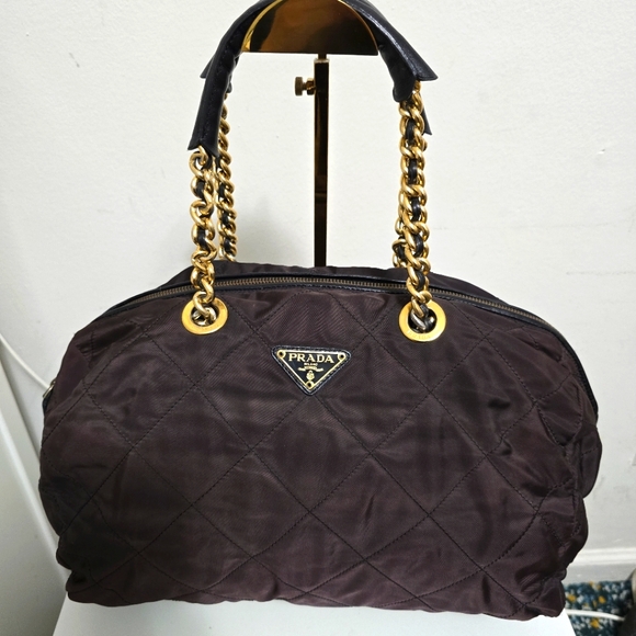 Prada Brown Hobo Bag with Gold Chain - Picture 1 of 12